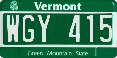 VT license plate WGY415
