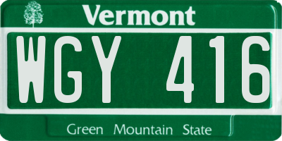 VT license plate WGY416