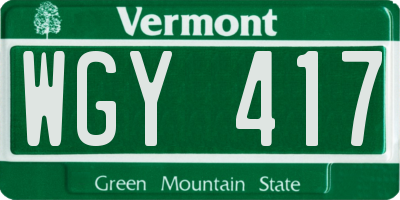 VT license plate WGY417