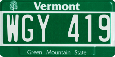 VT license plate WGY419
