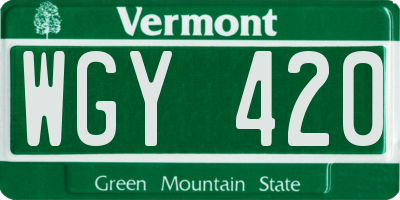 VT license plate WGY420