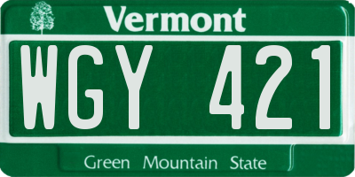 VT license plate WGY421