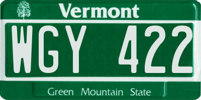 VT license plate WGY422