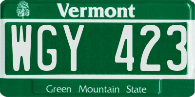 VT license plate WGY423