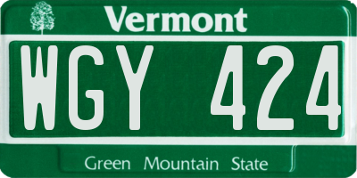 VT license plate WGY424