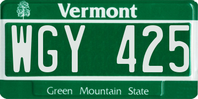 VT license plate WGY425