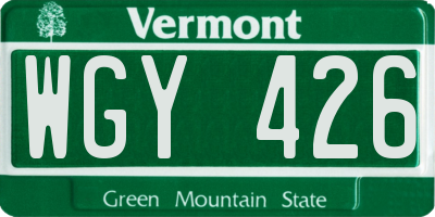 VT license plate WGY426