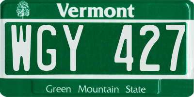 VT license plate WGY427