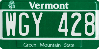 VT license plate WGY428