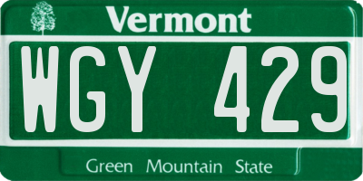 VT license plate WGY429