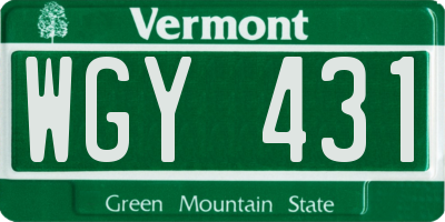 VT license plate WGY431