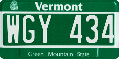 VT license plate WGY434
