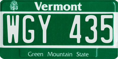 VT license plate WGY435