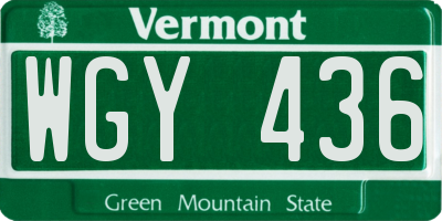 VT license plate WGY436