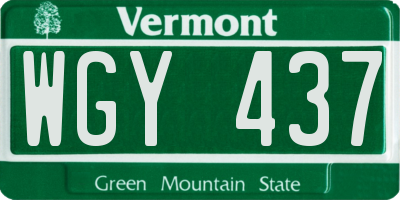 VT license plate WGY437
