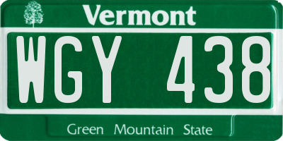 VT license plate WGY438