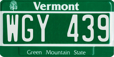VT license plate WGY439
