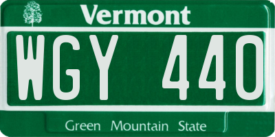 VT license plate WGY440