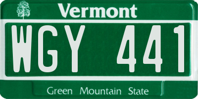 VT license plate WGY441
