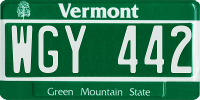 VT license plate WGY442