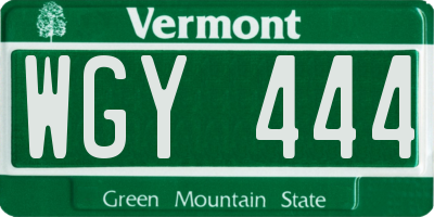 VT license plate WGY444