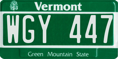 VT license plate WGY447