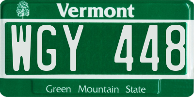VT license plate WGY448