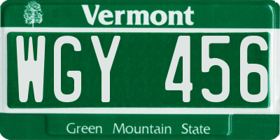 VT license plate WGY456