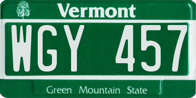 VT license plate WGY457