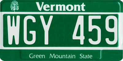 VT license plate WGY459