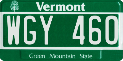 VT license plate WGY460