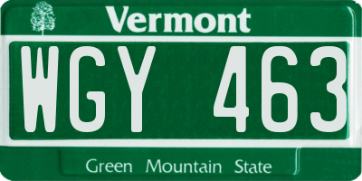 VT license plate WGY463