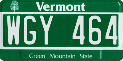 VT license plate WGY464