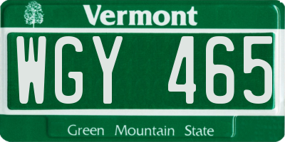 VT license plate WGY465