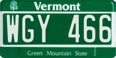 VT license plate WGY466