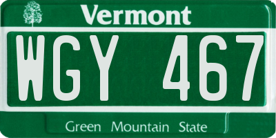 VT license plate WGY467