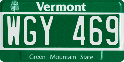 VT license plate WGY469