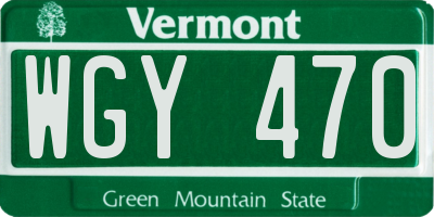 VT license plate WGY470