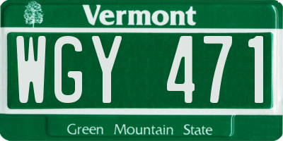 VT license plate WGY471