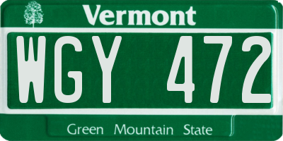 VT license plate WGY472