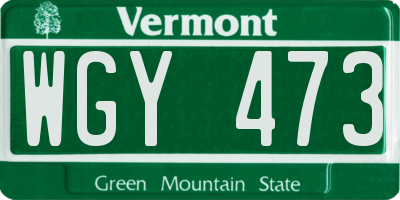 VT license plate WGY473