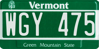 VT license plate WGY475