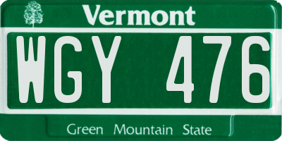 VT license plate WGY476