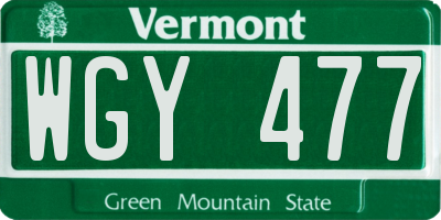 VT license plate WGY477