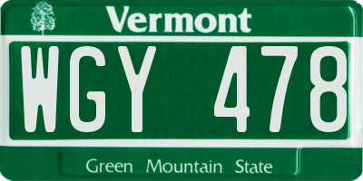 VT license plate WGY478