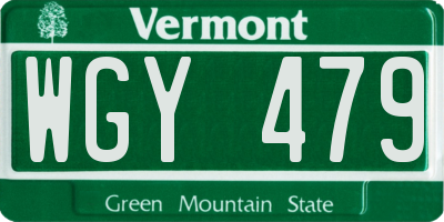 VT license plate WGY479