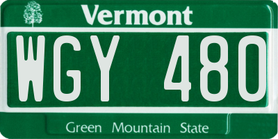 VT license plate WGY480