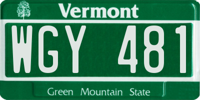 VT license plate WGY481
