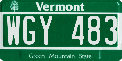 VT license plate WGY483