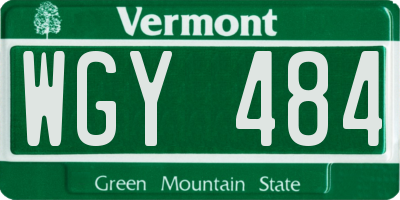 VT license plate WGY484